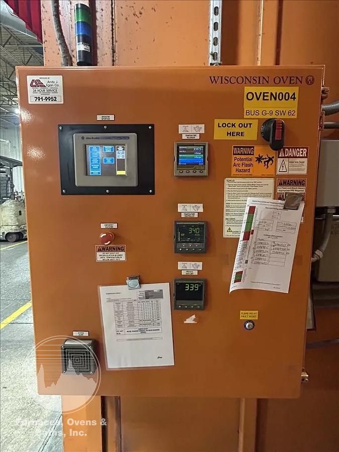 Used 96"W x 120"H x 144"L, Wisconsin Walk-In Oven SWH-81210-G, 500°F, Gas Fired w/Carts