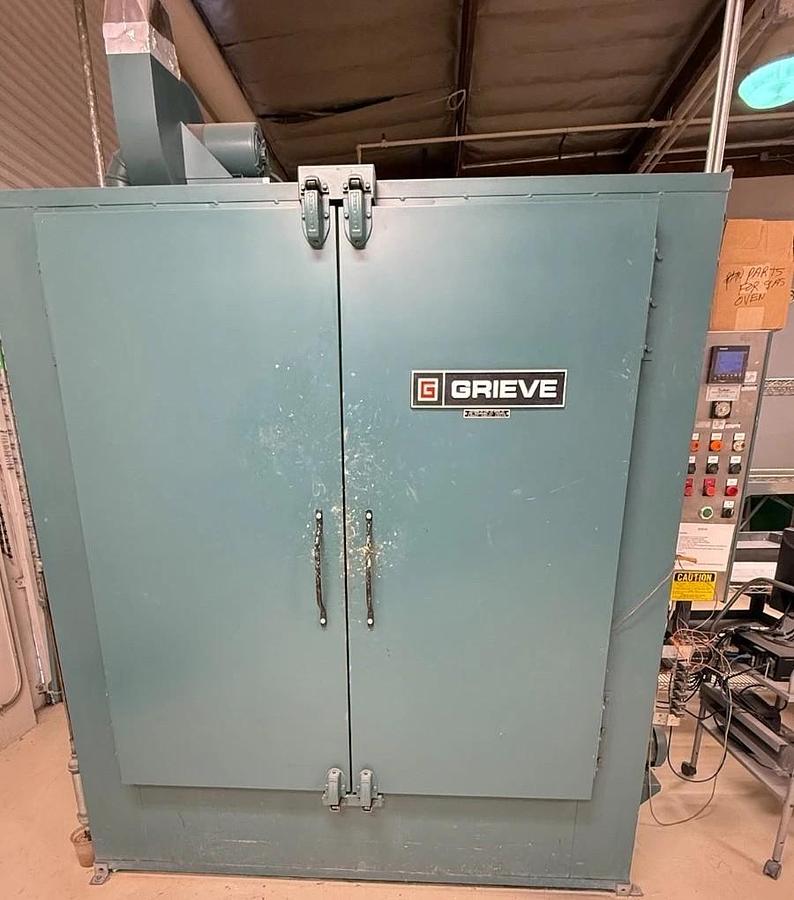 Used 56"W x 60"H x 32”L, Grieve SB-350 Cabinet Oven, 350-F, Gas Fired, Class A, Solvent Rated, Stainless Steel Interior