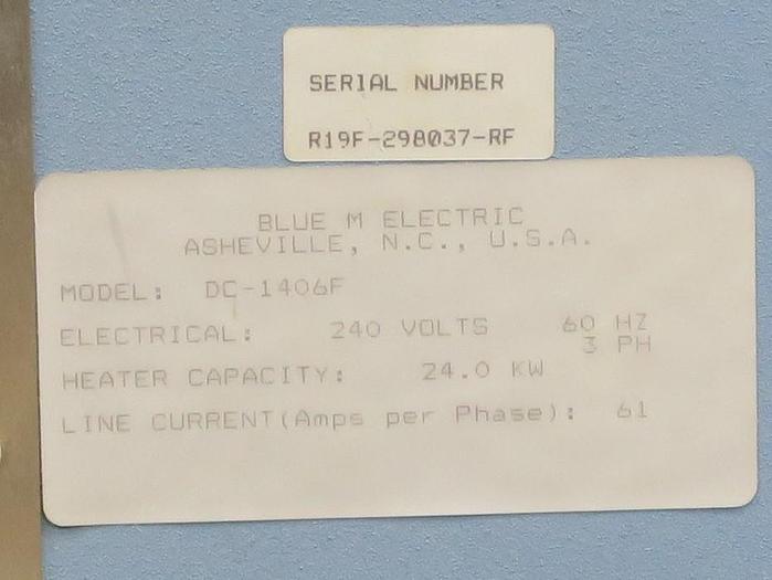 Used 48"W x 36"H x 24"L Blue M DC-1406F Cabinet Oven, 662°F, Electric