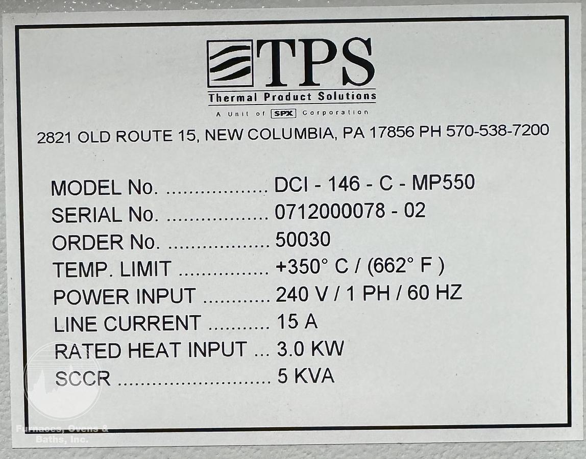 Used 14"W x 14"H x 14"L Blue M DCI-146 Inert Gas Cabinet Oven, 662°F, Electric