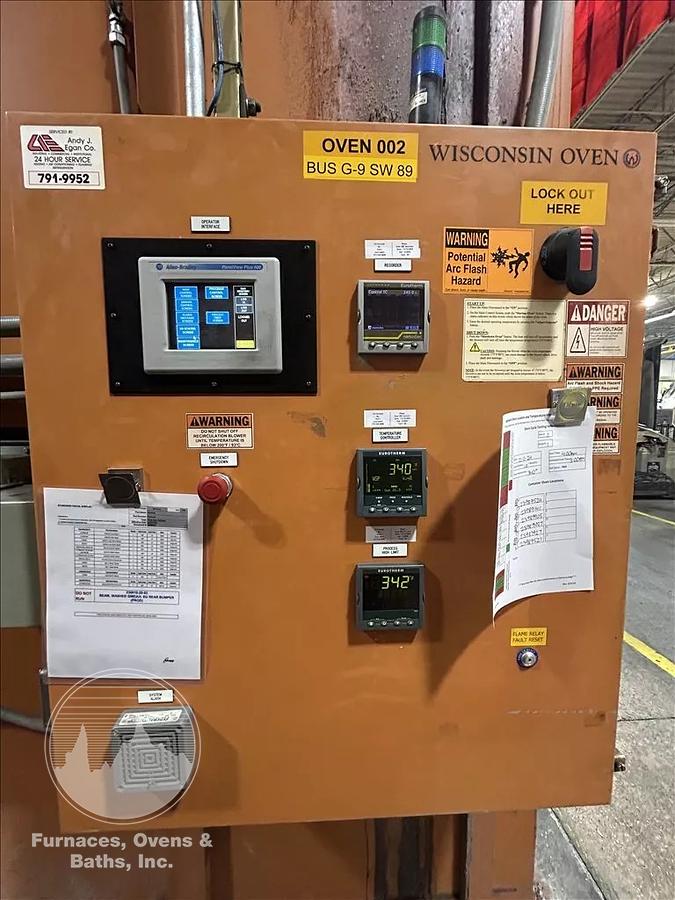 Used 96"W x 120"H x 144"L, Wisconsin Walk-In Oven SWH-81210-G, 500°F, Gas Fired w/Carts