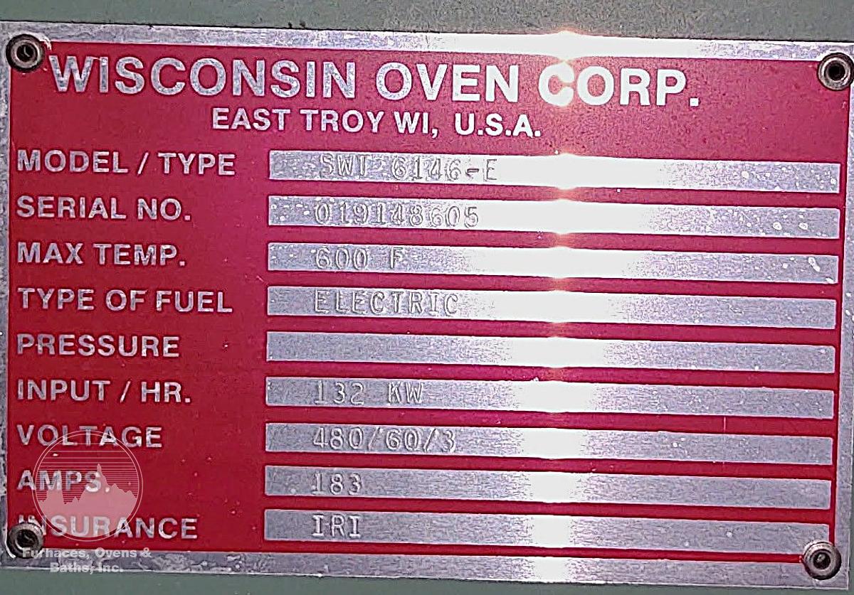 Used 72"W x 72"H x 168"L (14'), Wisconsin Walk-In Oven SWT-6146-E, 600°F, Electric, Powered Exhaust