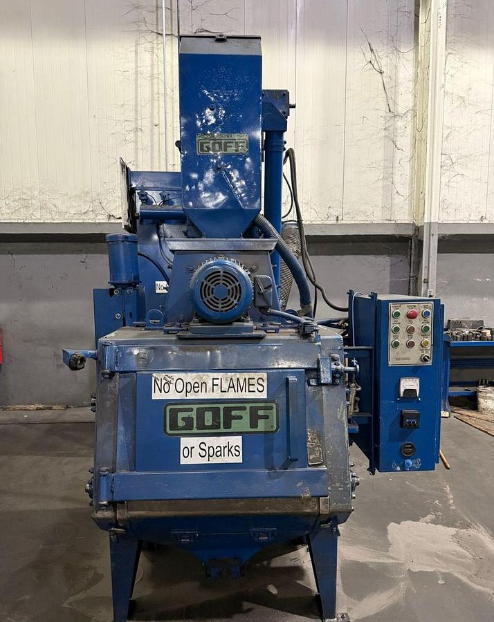 Used Goff Rubber Belt Tumblast 3 Cubic Feet w/Dust Collector