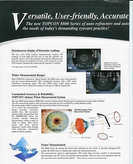 Refurbished Topcon KR 8800 Auto Refractor Keratometer
