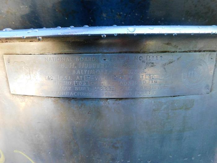 Used 100 GALLON B.H. HUBERT KETTLE - S/S - JACKETED