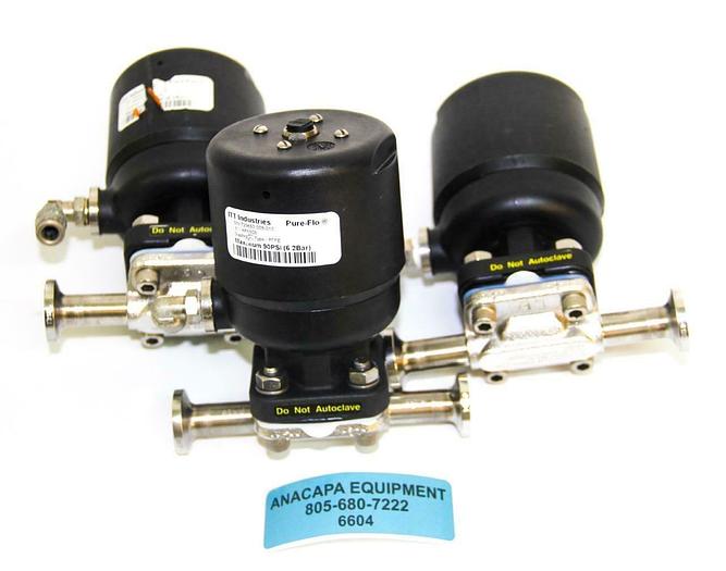 Used ITT Industries AP0506 0.5" Pure Flo Diaphragm Valve W/ Steel Body lot of 3 (6604