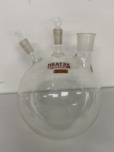 Used Heatex Scientific 10 Liter Round Bottom 3-Neck Laboratory Glassware 24/40 45/50