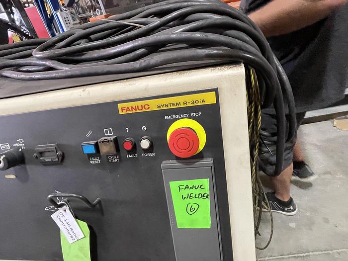 Used FANUC ARCMATE 120iB/10L MIG WELDING ROBOT WIRE FEEDER, TORCH, LINCOLN POWER WAVE 455M