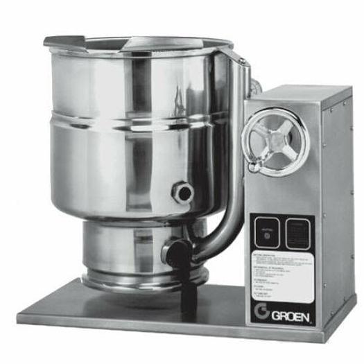 Used GROEN  TDBC-40 QT TRUNNION STEAM KETTLE, ELECTRIC 208V-3PH w/ COVER & H.D. S/S STAND (#706) TDBC-40
