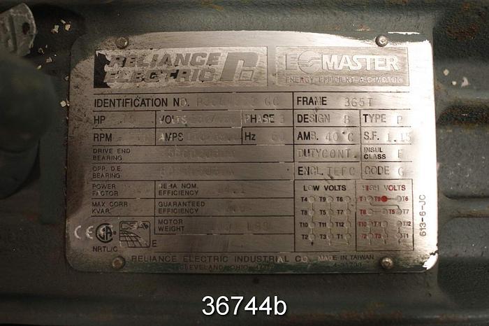 Used Reliance 75 Hp, 1770 Rpm, 460 Volt, 365T Frame Ac Motor, #36744
