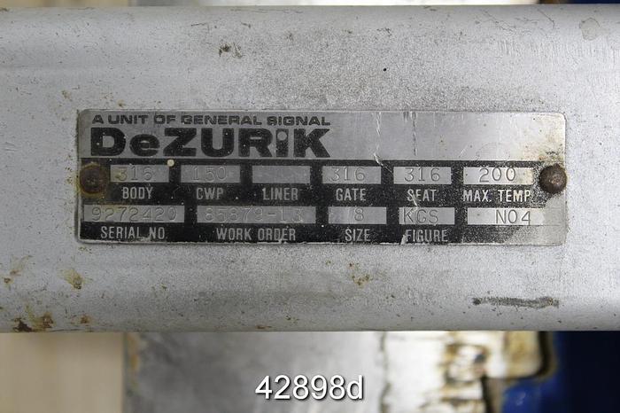 Used Dezurik 8' Hand Operated Knife Gate Valve #42898