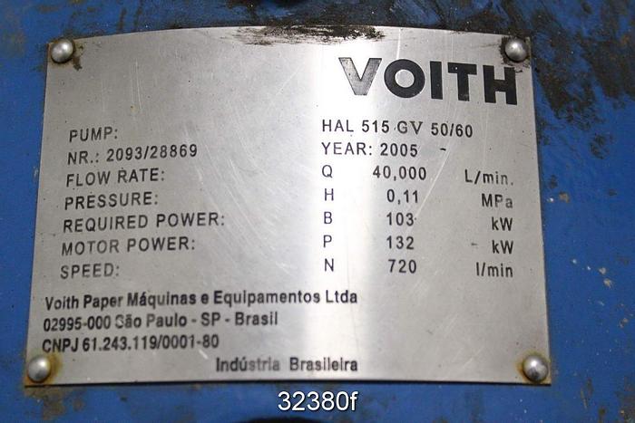 Used Voith HAL515GV 50/60 20x24-21" Centrifugal Pump #32380