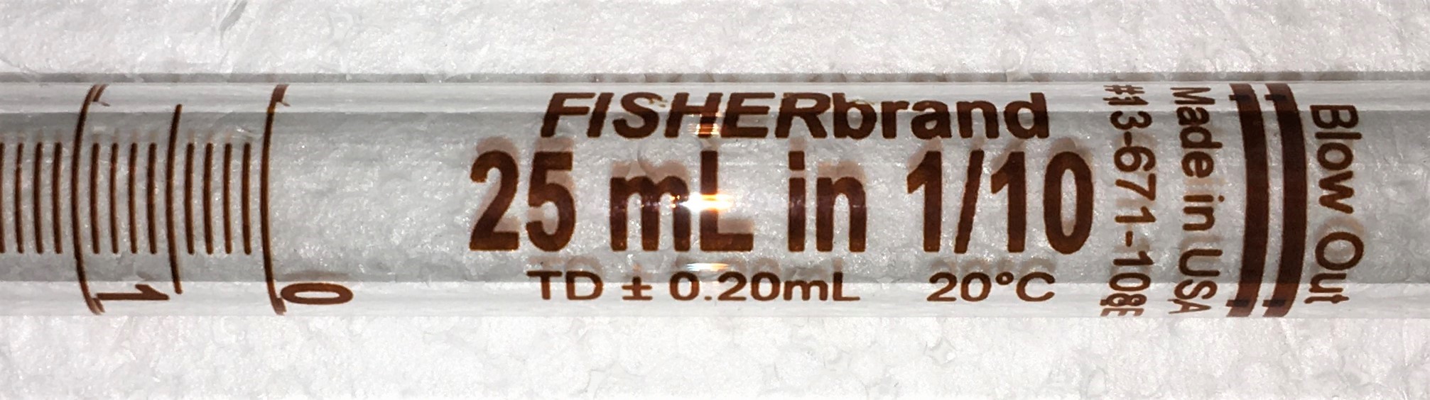 New Open Box Fisherbrand 13-671-108E Large Tip Opening Serological Pipet - 25mL in 1/10 (Pack of 5)