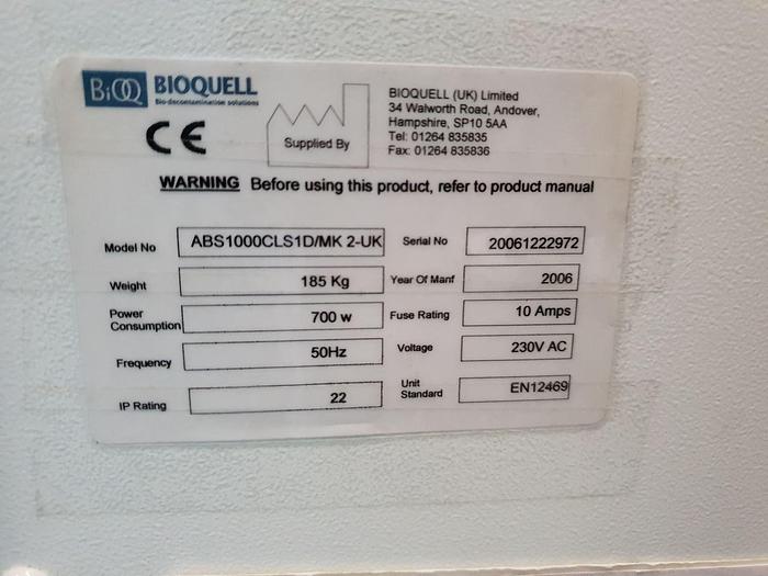 Used Bioquell Microflow ABS1 Safety Cabinet