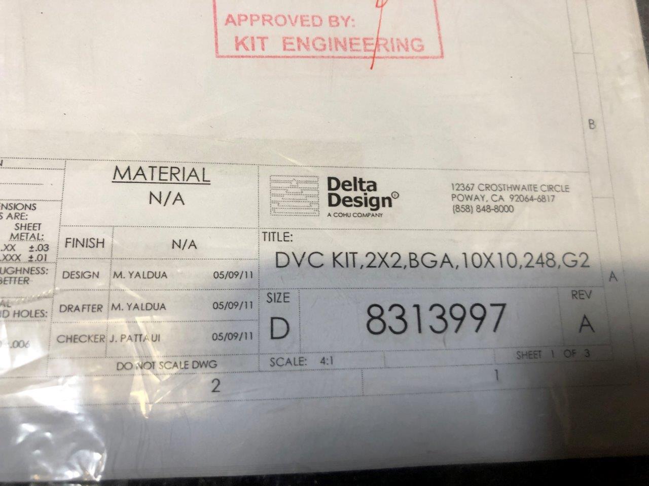 Used Delta Edge DE8000 Q-FPH - 248 CTBGA - 10x10x1.10 Test Handler Change Kit