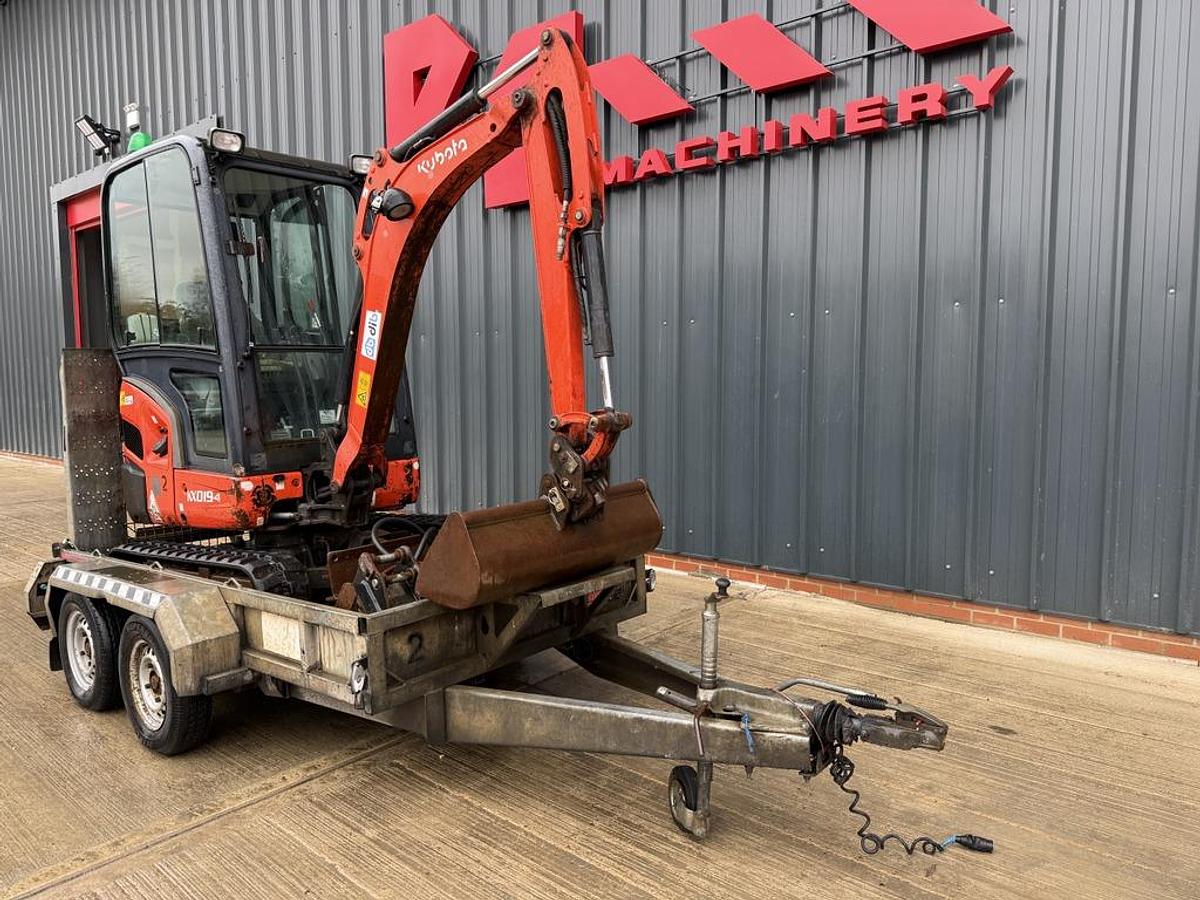 Used Kubota KX019-4 1.9t Mini Excavator + Breaker + Trailer