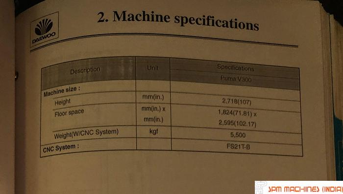 Used 2000 Daewoo V300 (Original CNC VTL)