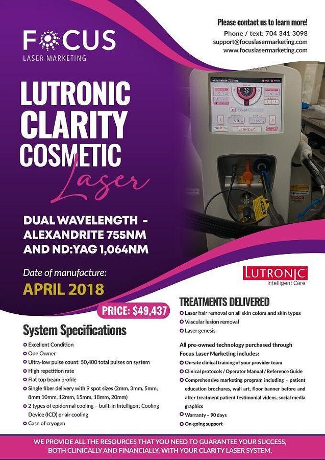 Used For Sale LUTRONIC CLARITY Laser - YAG