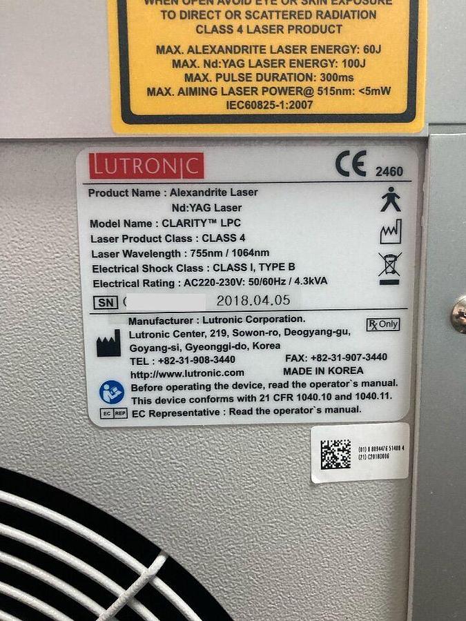 Used For Sale LUTRONIC CLARITY Laser - YAG
