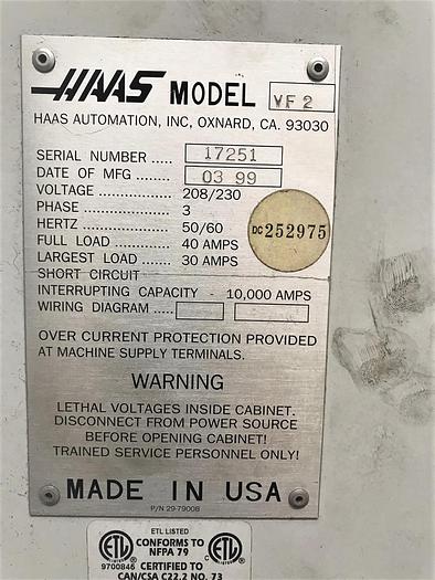 Used 1999 Haas VF2B