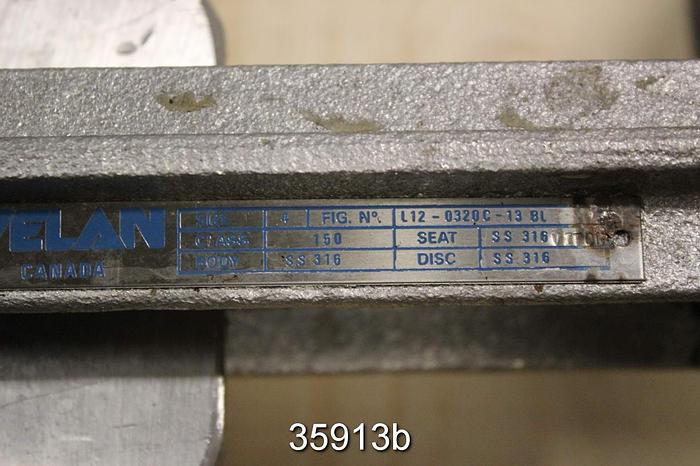 Used Velan 4" Hand Operated Knife Gate Valve, L12-0320C-13BL #35913