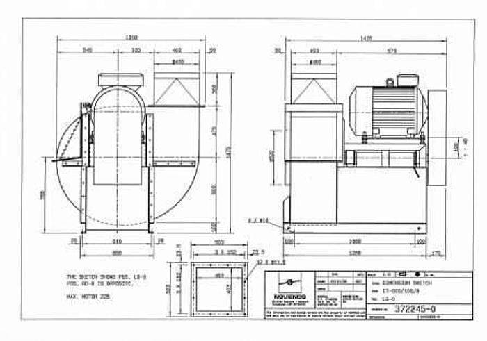 Refurbished NOVENCO centrifugal ventilator, type CT-800/100/R