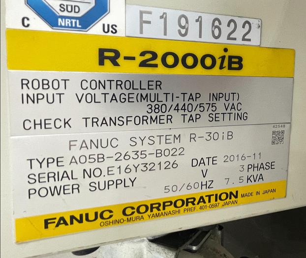 Used FANUC R2000/210F 6 AXIS ROBOT WITH R30iB CONTROLLER