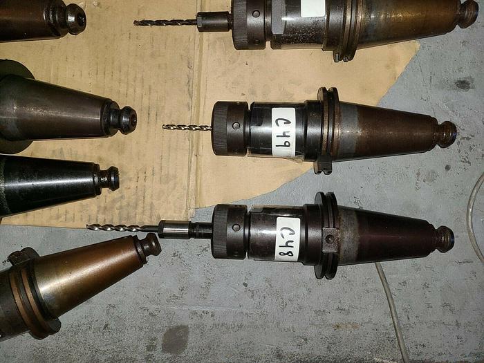 Used Assorted CNC Tool Holders with Cutters & Drills For Milling Machines VMC Tools O