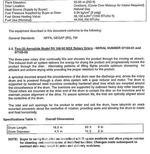 Used Buhler Aeroglide 13x60 Stainless Steel Drum Dryer with Burner