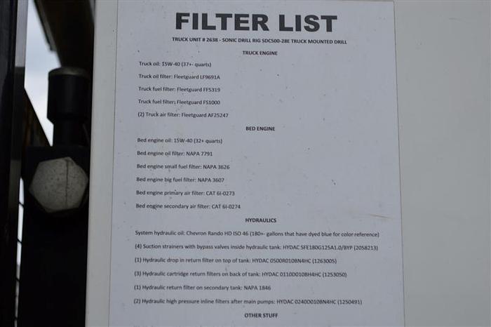 Used 2009 Sonic SDC500‐28E Drill Rig