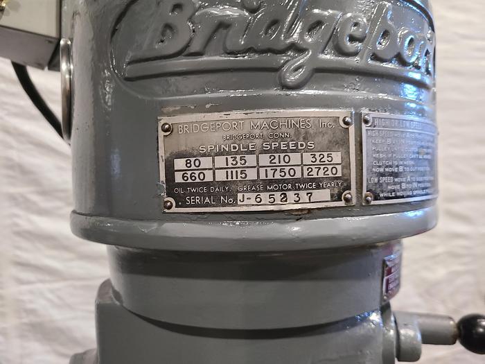 Used Bridgeport 1HP Milling Machine 42" Table Step Pulley Speed Control Single Point Lube