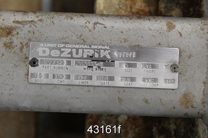 Used Dezurik 6" Hand Operated Knife Gate Valve #43161