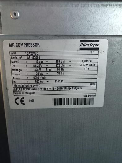 Gebraucht 03 verschiedene Kompressoren (z.B. ATLAS COPCO)  mit Trockner