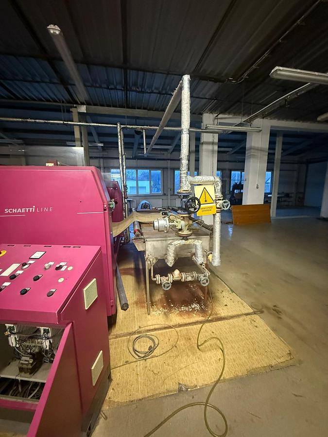 Gebraucht 2-Walzen Kalander, Schaetti (CH) mit Heizstation und Abtafler, 220cm, Bj. 1995