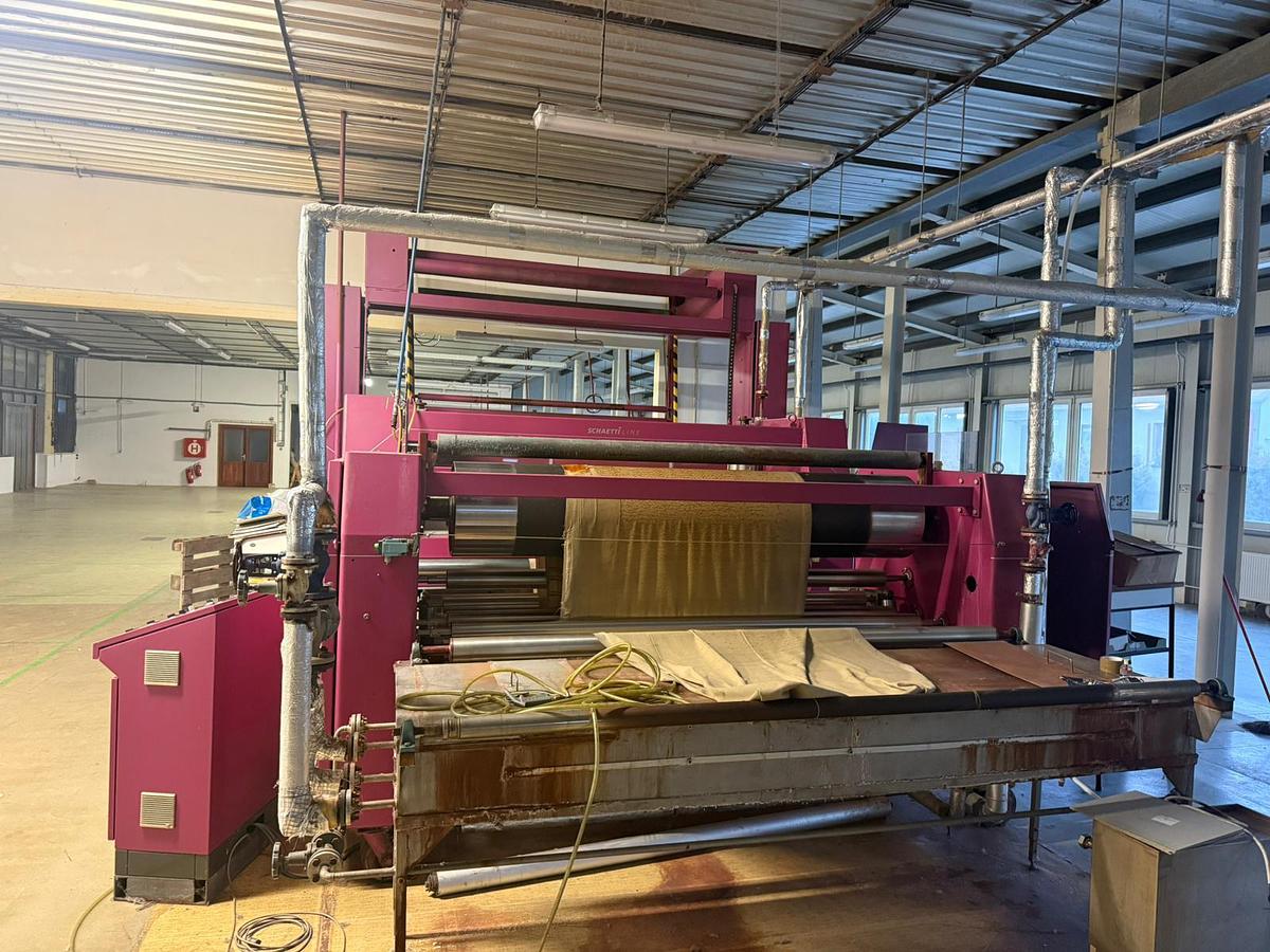 Gebraucht 2-Walzen Kalander, Schaetti (CH) mit Heizstation und Abtafler, 220cm, Bj. 1995