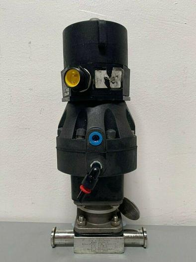 Used ITT Pure-Flo A209 3-way Stainless Steel Diaphragm Valve w/ 1" & 2" Sanitary Fit