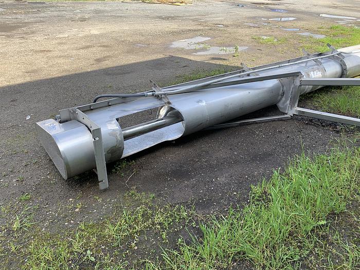Used Stainless Steel Auger Screw Conveyor 34.5' Long x 15" Diameter
