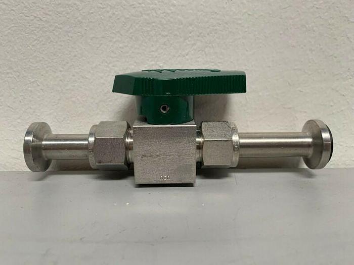 Used Swagelok SS-8P6T-TE Valve w/ 1" OD Sanitary Fittings
