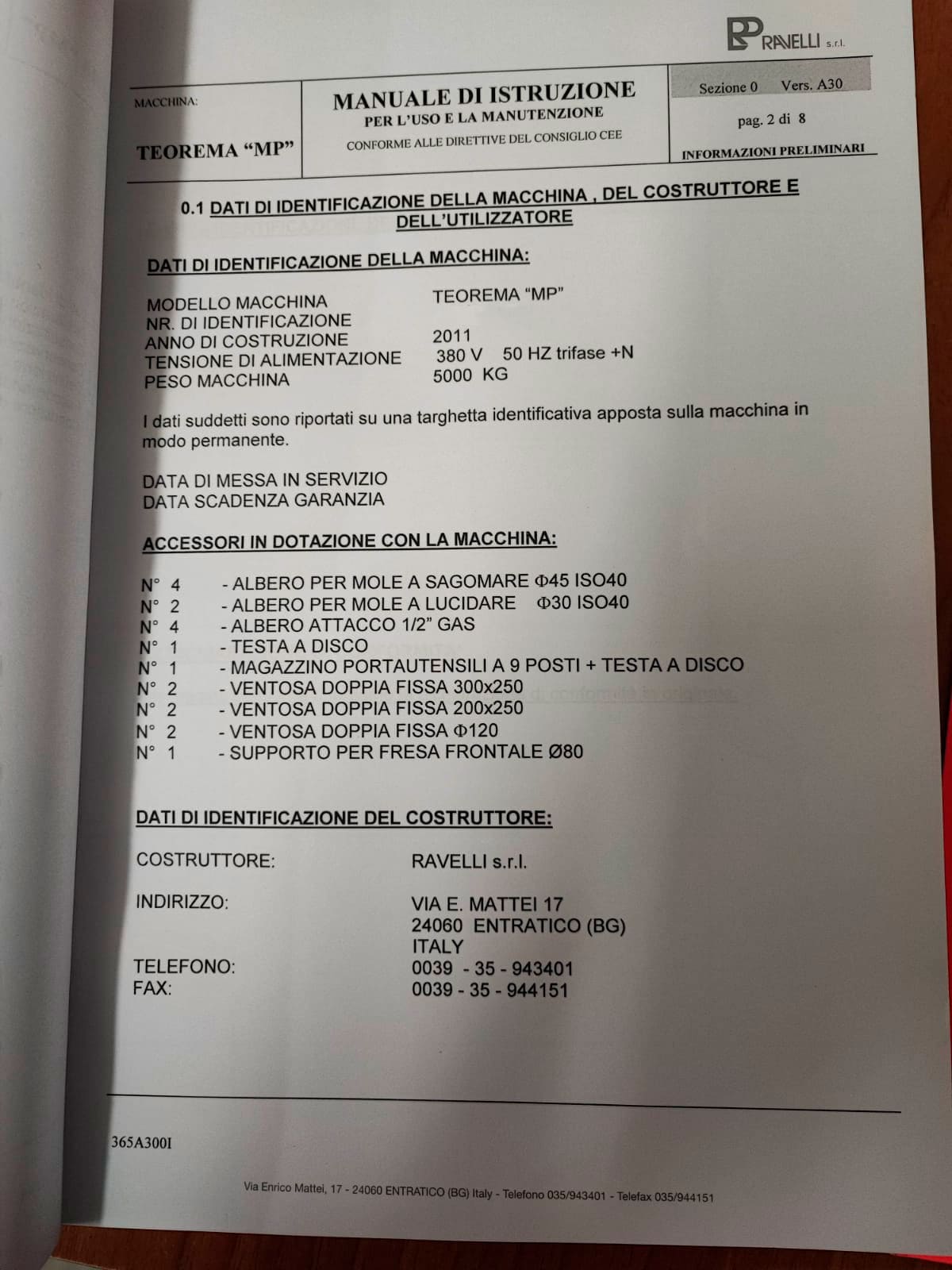 Used Ravelli Teorema MP - Cutting - 2011