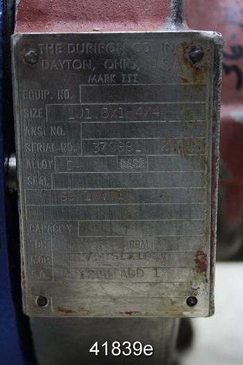 Used Duriron 1J1 .5x1x6 Pump, Stainless Steel Casing #41839