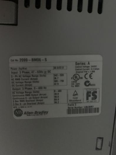 Used ALLEN BRADLEY DRIVE SYSTEM MFG. 2008