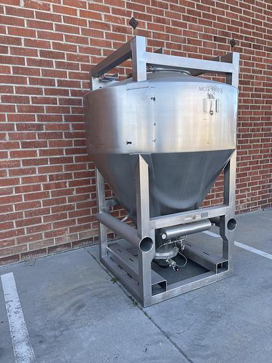 Used LB Bohle 1800 Liter Stainless Steel IBC Blending Tank Max Temp 100 C