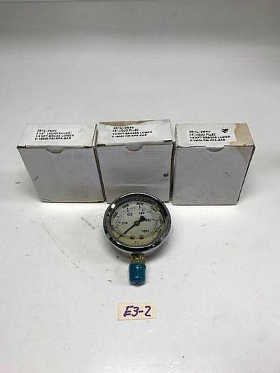 New Liquid Fluid Pressure Gauge 201L-254V 2-1/2" 1/4 NPT 1500 Psi Qty3 Warranty!