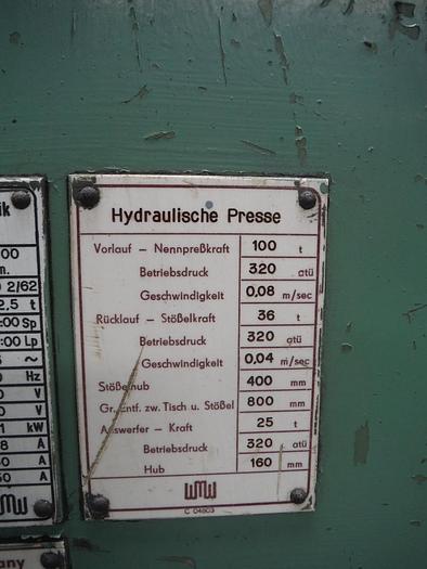Gebruikt HYDRAULISCHE PERS WMW 100 T