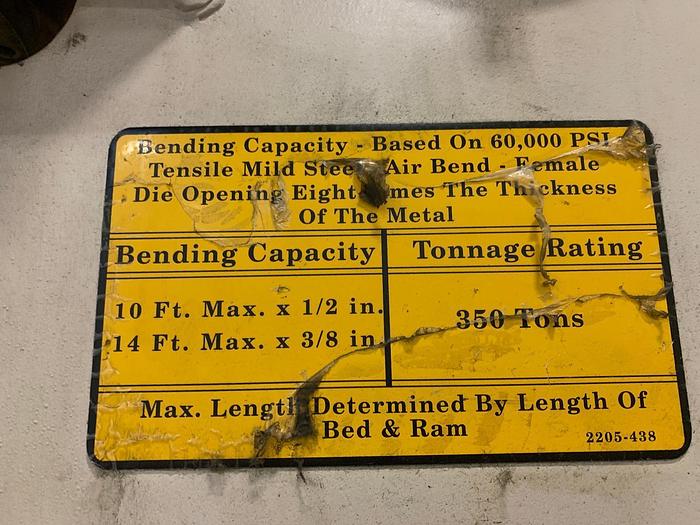 Used 1995 Wysong - 350-Ton x 14' CNC Hydraulic Press Brake MTH350-168