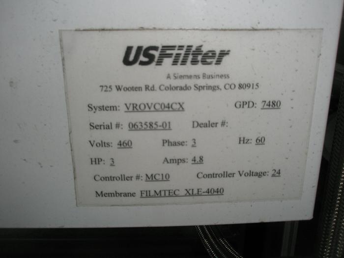 Used Filter, Reverse Osmosis, US Filter, S/st, #S738667