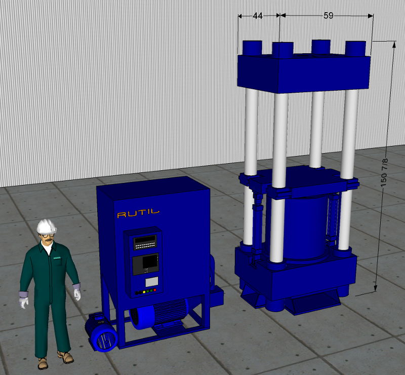 Used 900 Ton Rutil (Italy) Hydraulic Press; 4-Post Up/Down-Acting Type; Mfg. 2005; Like New