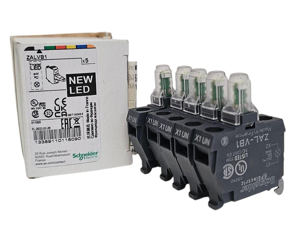 BOX OF 5 NEW SCHNEIDER ELECTRIC ZALVB1 LIGHT MODULES 24 VAC/DC NSMP