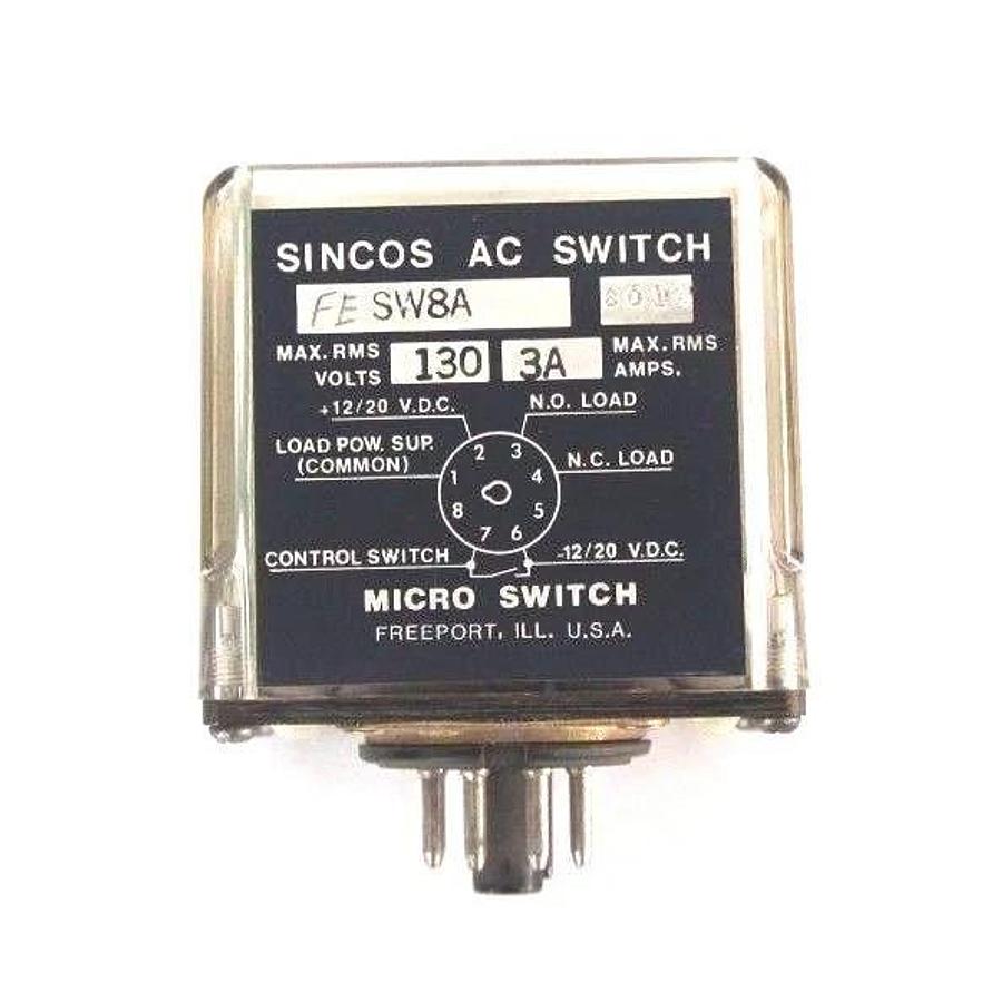 Used HONEYWELL MICRO SWITCH SW8A SINCOS AC SWITCH RELAY FE-SW8A 130V 3A