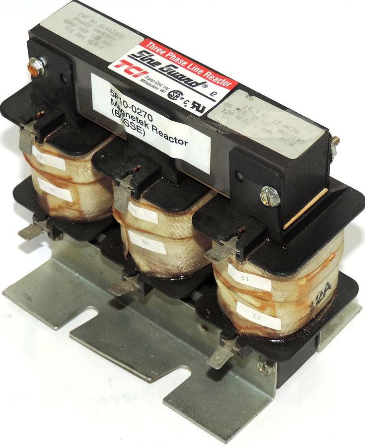 Used SINE GUARD KLA12AQD THREE PHASE LINE REACTOR 60 HZ 600V MAX 12A MAX 14.4 V